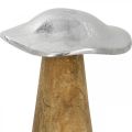 Floristik24 Decoração de mesa cogumelo deco metal madeira prata cogumelo de madeira H14cm