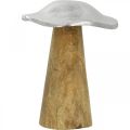 Floristik24 Decoração de mesa cogumelo deco metal madeira prata cogumelo de madeira H14cm