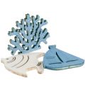 Floristik24 Peixe de decoração de mesa, coral, barco azul-branco claro 72p