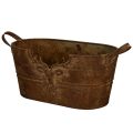 Floristik24 Tigela oval de metal com alças, motivo de veado, acabamento enferrujado, 36 cm