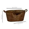 Tigela oval de metal com alças, motivo de veado, acabamento enferrujado, 36 cm | Floristik24.pt