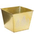Floristik24 Vaso de metal com motivo de pinheiro brilhante, 18 cm