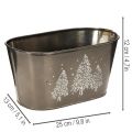 Vaso oval com desenho de pinheiro em relevo, 25 cm | Floristik24.pt