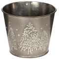 Floristik24 Vaso de metal com pinheiros brilhantes, 13 cm
