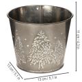 Vaso de metal com pinheiros brilhantes, 13 cm | Floristik24.pt