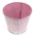 Floristik24 Vaso galvanizado rosa, lavado de branco Ø13cm A10,5cm