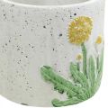Floristik24 Vaso de flores de decoração de verão de dente de leão de concreto Ø12.5cm H11cm 3pcs
