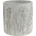 Floristik24 Vaso de flores de concreto branco com flores em relevo vintage Ø16cm