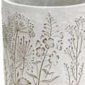 Floristik24 Vaso vaso de flores branco concreto com flores em relevo Ø12,5cm 2 peças