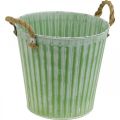 Floristik24 Vaso decorativo, balde de metal para plantar, floreira com asas, rosa/verde/amarelo shabby chic Ø14,5cm H13cm conjunto de 3