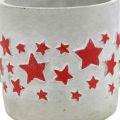 Floristik24 Padrão de estrela de decoração de cerâmica, plantador, aparência de concreto, decoração do Advento Ø10,5 cm H9,5 cm 3 unidades