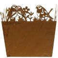 Floristik24 Vaso, decoração em metal com pássaros, cachepot, pátina de mola A15,5cm