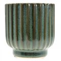 Floristik24 Mini vaso de flores, floreira de cerâmica, floreira ondulada verde, marrom Ø8cm A8,5cm