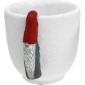 Floristik24 Pote de Natal com gnomo, decoração do advento, vaso de concreto branco, vermelho Ø8cm A12,5cm 2 unidades