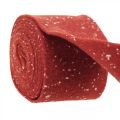 Floristik24 Fita de feltro vermelho com bolinhas, fita deco, fita de pote, feltro de lã vermelho ferrugem, branco 15cm 5m