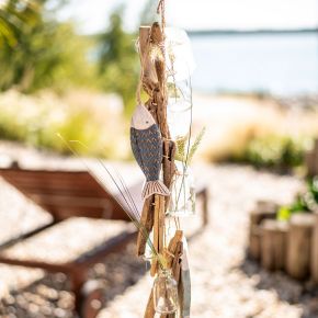 Floristik24 Guirlanda de madeira flutuante decoração em madeira flutuante com vasos de vidro 70cm