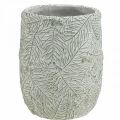 Floristik24 Plantador de cerâmica verde branco cinza ramos de pinho Ø12cm H17,5cm