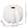 Vaso de cerâmica em formato de abóbora, branco, para decoração de casa, 15 cm | Floristik24.pt