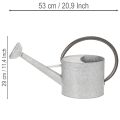 Regador vintage de metal, cinza prateado, elegante peça de decoração para jardim, vaso de flores, 53 cm de comprimento x 29 cm de altura. | Floristik24.pt