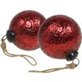 Floristik24 Bolas de natal de vidro vintage bolas de árvore de natal vermelhas Ø10cm 2 peças