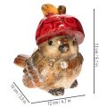 Estatueta decorativa de pássaro com chapéu em forma de maçã vermelha, decoração de outono, 13 cm | Floristik24.pt