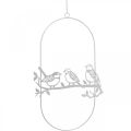 Mola para decoração de janelas decorativas com pássaros, metal branco Alt. 37,5 cm 2 unidades