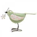 Floristik24 Figura decorativa pássaro com decoração de primavera de flores vintage metal 19,5 cm