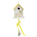 Floristik24 Casa de passarinho decorativa para pendurar 12cm branco-amarelo