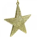 Floristik24 Pingente de estrela de decoração de natal glitter dourado 10cm 12uds