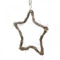Floristik24 Estrelas de olmo estrela de decoração de natal para pendurar 20 cm 4 peças lavadas de branco