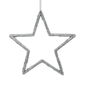 Floristik24 Decoração de Natal pingente estrela prata glitter 12 cm 12 unidades