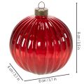 Enfeites de Natal de vidro, vermelhos, 8 cm, 12 peças | Floristik24.pt