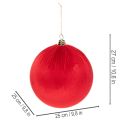Bola de Natal de veludo vermelho, bola decorativa grande para pendurar, 25 cm, 2 peças | Floristik24.pt