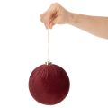 Enfeite de Natal, com aparência de veludo vermelho, para pendurar, 15 cm, 3 peças | Floristik24.pt