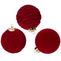 Floristik24 Enfeite de Natal, superfície aveludada, vermelho, 8 cm, 12 peças