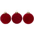 Enfeite de Natal, superfície aveludada, vermelho, 8 cm, 12 peças | Floristik24.pt