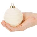 Enfeite de Natal em formato de bola, na cor branca, com texturas variadas, 8 cm, conjunto com 12 peças. | Floristik24.pt