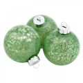 Floristik24 Bola de Natal, decorações para árvores, bola de árvore de Natal verde mármore H4,5 cm Ø4 cm vidro real 24 unidades
