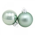 Floristik24 Bola de Natal, decorações para árvores, bola de árvore de Natal verde hortelã H6,5 cm Ø6 cm vidro real 24 unidades