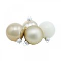 Floristik24 Bola de Natal, decorações para árvores de Natal, bola de vidro branca / madrepérola H6,5 cm Ø6 cm vidro real 24 unidades