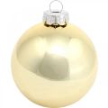 Floristik24 Bola de árvore, decorações para árvores de Natal, bola de Natal dourada H8,5 cm Ø7,5 cm vidro real 12 unidades