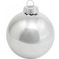 Floristik24 Bola de vidro, decorações para árvores, bola de árvore de Natal prata H8,5 cm Ø7,5 cm vidro real 12 unidades