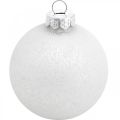 Floristik24 Pingente de árvore, globo de neve, decorações para árvores de Natal, decoração de inverno branco H4,5 cm Ø4 cm vidro real 24 unidades