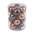 Bolas de Natal vidro marrom mix bolas de árvore brilhantes Ø7,5cm 12 unidades | Floristik24.pt