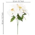 Poinsétia artificial branca, flor grande, planta decorativa, 40 cm | Floristik24.pt