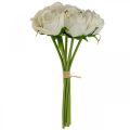 Floristik24 Rosas brancas flores de seda rosas artificiais em um cacho H28cm 7uds