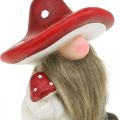 Floristik24 Deco elf de cerâmica cogumelo decoração de mesa de chapéu vermelho, branco H10.5cm 3pcs