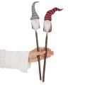 Gnomo decorativo com chapéu listrado em bastão de madeira, 46 cm, conjunto de 6 peças | Floristik24.pt