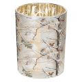 Floristik24 Lanterna de vidro com desenho de galho, interior dourado, 12 cm