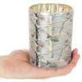 Lanterna de vidro com desenho de galho, interior dourado, 12 cm | Floristik24.pt